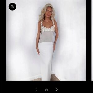 Elegant White Maxi Dress with Floral Straps